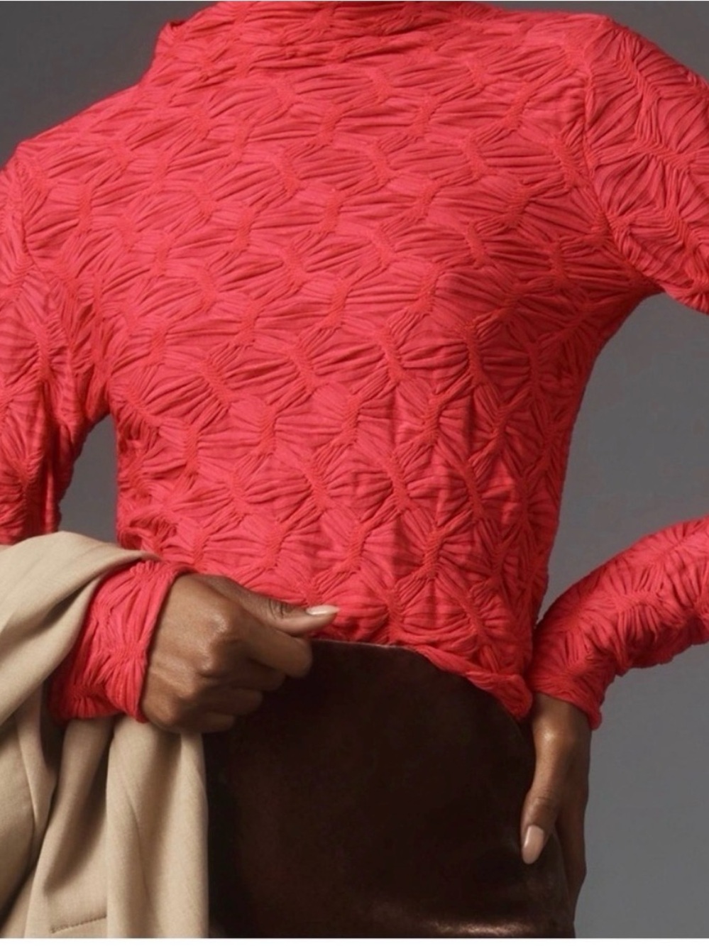 Anthropologie Maeve Textured Hot Pink Long Sleeve Top